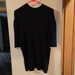 Liz Claiborne Black Knit Top with White Trim